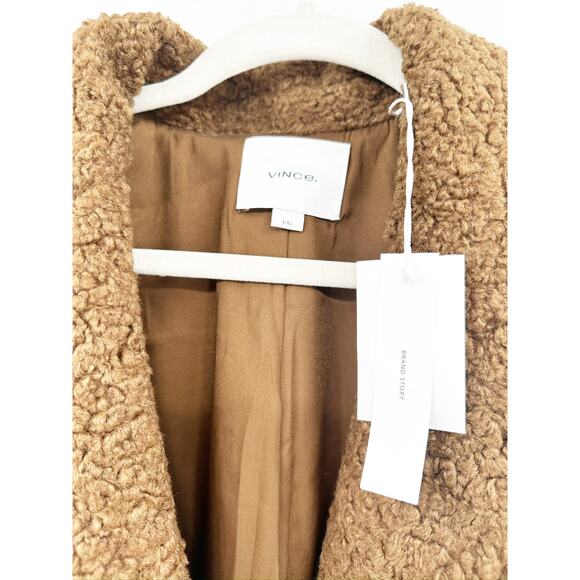 Vince Brown Oversized Faux Fur Blazer Coat Size Large NWT - Picture 7 of 7